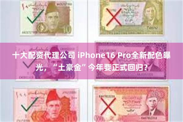 十大配资代理公司 iPhone16 Pro全新配色曝光，“土豪金”今年要正式回归？