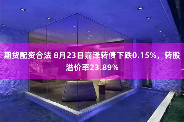 期货配资合法 8月23日嘉泽转债下跌0.15%，转股溢价率23.89%