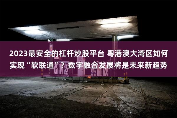 2023最安全的杠杆炒股平台 粤港澳大湾区如何实现“软联通”？数字融合发展将是未来新趋势