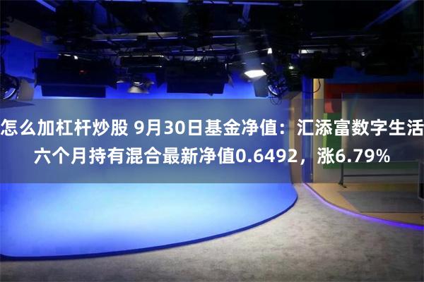 怎么加杠杆炒股 9月30日基金净值：汇添富数字生活六个月持有混合最新净值0.6492，涨6.79%